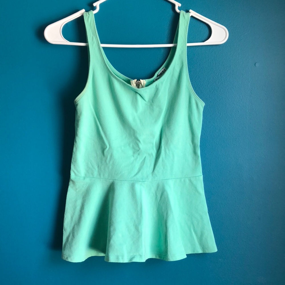 Express blue turquoise peplum tank top